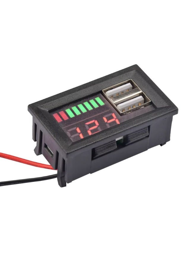 12V Battery Voltage Indicator with Dual 5V 2A USB Outputs, LED Display, and Battery Capacity Monitoring - Image 1